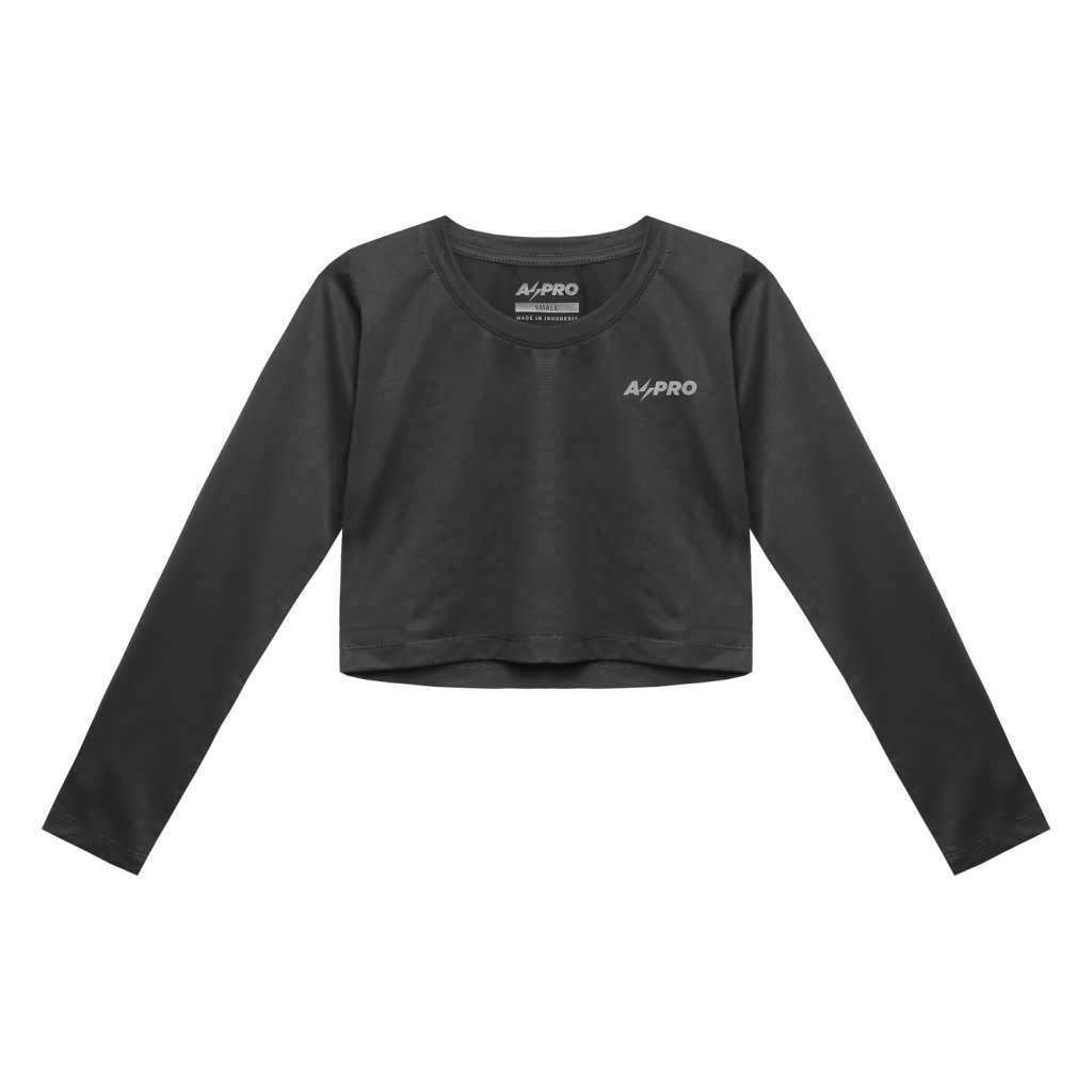 FLOW WOMEN LONGSLEEVE CROP - BLACK