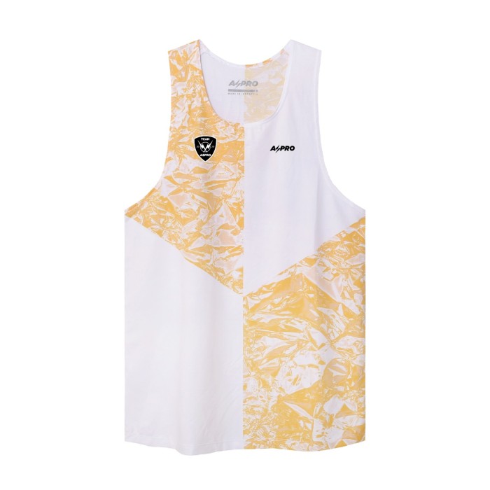Aspro ELITE Running Singlet - Yellow/White - TEAM ASPRO